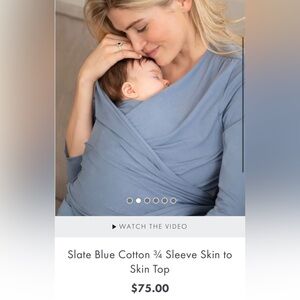 Seraphine Slate Blue Wrap-Front 3/4 Sleeve Babywearing Top